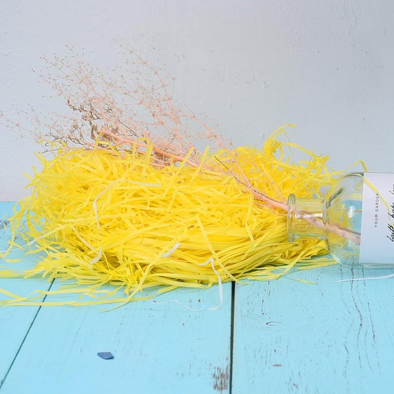 JINZOFLY Raffia Paper Shreds, 100g Shredded Paper for Gift Box, Crinkle Cut Paper Shred Filler for Gift Wrapping & Basket Filling(Yellow) - Image 2